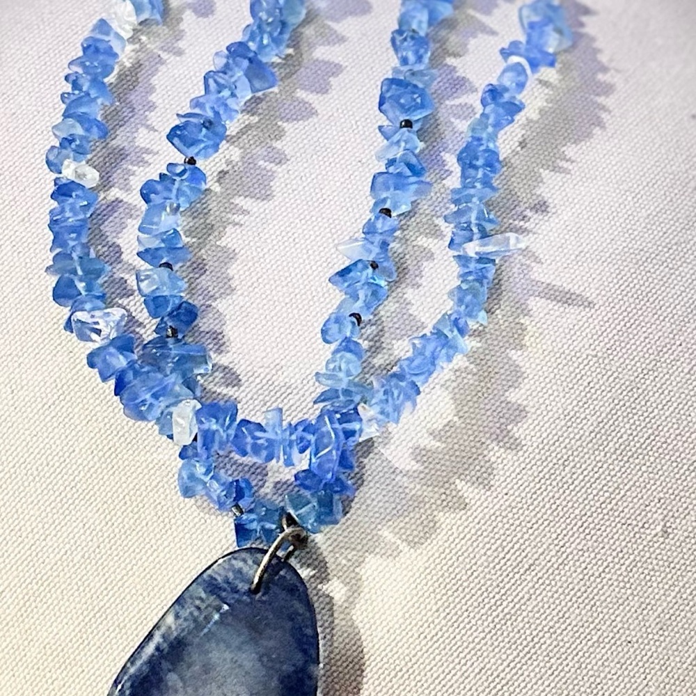 Blue Quartz Statement Necklace | Hand-Strung | One of a Kind